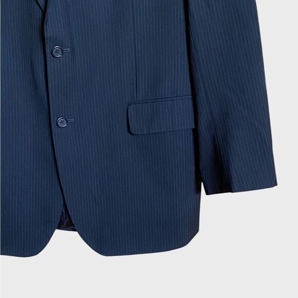 Jos. A. Bank Two Button Wool Blazer Sport Coat Men's Size 44L Navy Pin Stripes - Picture 7 of 14